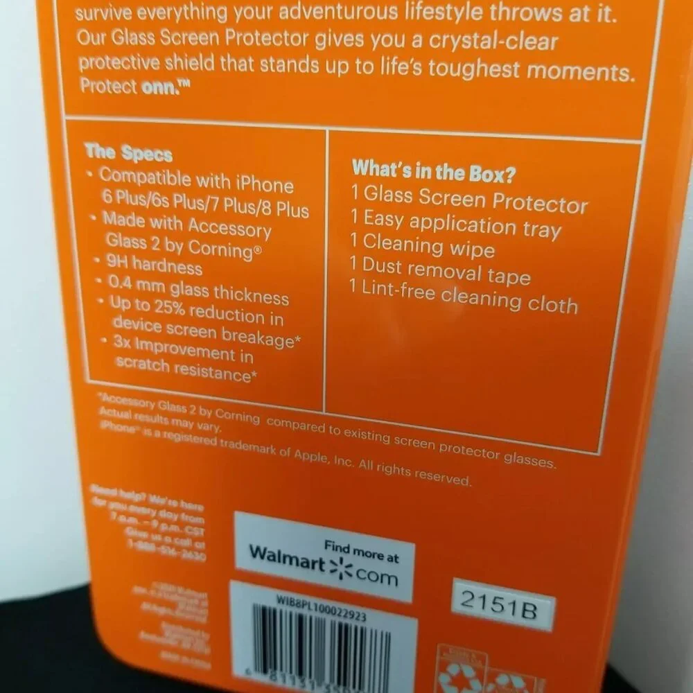 Protect Onn Tempered Glass Screen Protector iPhone 6Plus 6s Plus 7Plus 8Plus NEW